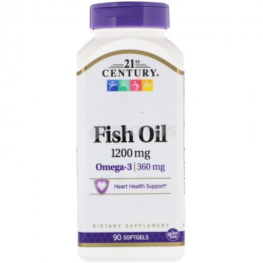 21st Century Fish Oil 1200 mg 90 гелеві капсули, риб'ячий жир омега 3