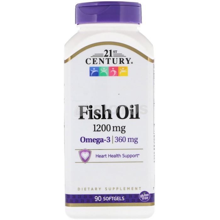 21st Century Fish Oil 1200 mg 90 гелеві капсули, риб'ячий жир омега 3