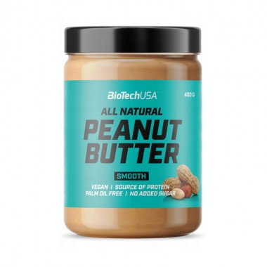 Biotech USA All Natural Peanut Butter Smooth 400 грамм, гладкое арахисовое масло 