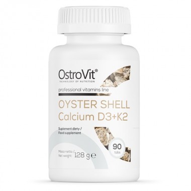 OstroVit Oyster Shell Calcium D3 + K2 90 таблеток, карбонат кальцію з раковин устриць, з вітаміном D3 + K2