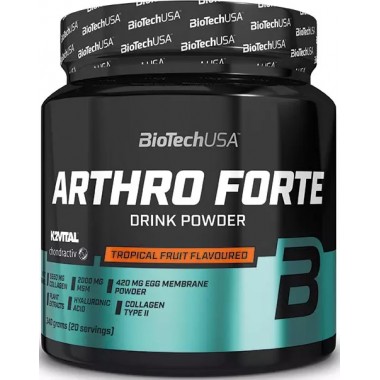 Biotech USA Arthro Forte 340 грам, ароматизований порошок напою з колагеном, глюкозаміном, хондроїтином, МСМ, вітаміном С, рослинними екстрактами