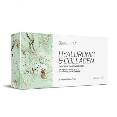 Biotech USA Hyaluronic & Collagen 120 капсул, гидролизованный коллаген, гиалуроновая кислота, витамины и аминокислоты