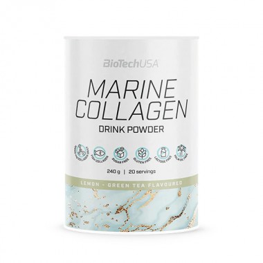 Biotech Usa Marine Collagen Drink Powder 240 грам, гідролізований риб’ячий колаген з вітаміном С, зі смаком лимона та зеленого чаю