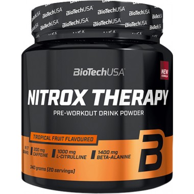 Biotech USA Nitrox Therapy 340 грамм, напиток перед тренировкой обогащен стимулятором