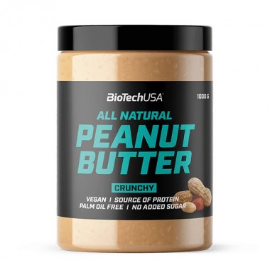 Biotech USA All Natural Peanut Butter Crunchy 1000 грамм, хрустящее арахисовое масло 