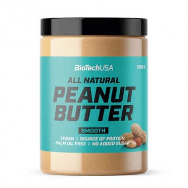 Biotech USA All Natural Peanut Butter Smooth 1000 грамм, гладкое арахисовое масло 