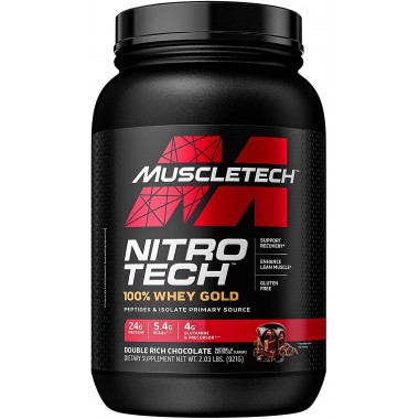 Muscletech Nitro Tech 100% Whey Gold 910 грамм, пептиды и изолят сывороточного протеина