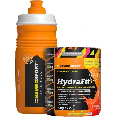 Namedsport HydraFit 400 грамм + Sportbottle 550 мл, гипотонический напиток со вкусом апельсина и спортивная бутылка