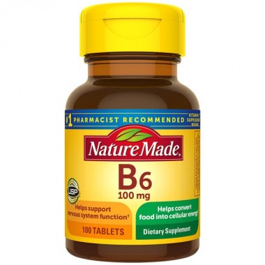 Nature Made B6 100 mg 100 таблеток, B6 с кальцием