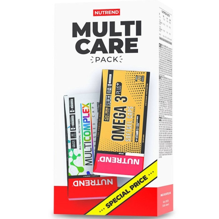 Nutrend Multi Care Pack MultiComplex Compressed 60 caps + Omega 3 Plus 120 капсул, суміш вітамінів, мінералів, активних екстрактів та омега-3