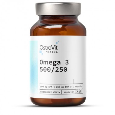 OstroVit Pharma Omega 3 500/250 30 капсул, омега 3 високої якості у скляній банці