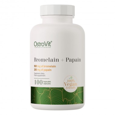 OstroVit Bromelain + Papain Vege 100 капсул, ферменти бромелайн і папаїн