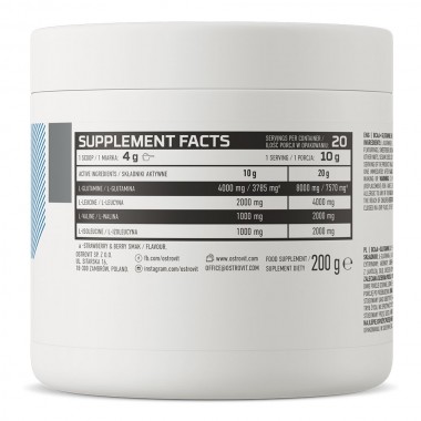 OstroVit BCAA + Glutamine 200 грамм, бцаа+глютамин