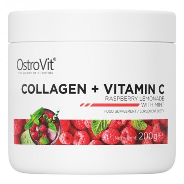 OstroVit Collagen + Vitamin C 200 грам, гідрозілований яловичий колаген + вітамін с