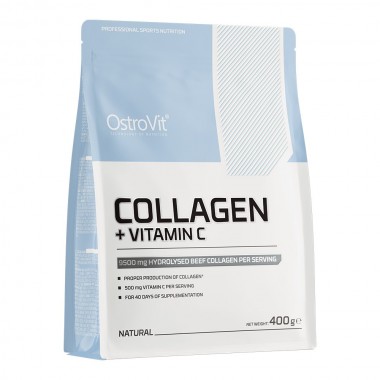 OstroVit Collagen + Vitamin C 400 грамм, гидрозилованый говяжий коллаген + витамин с