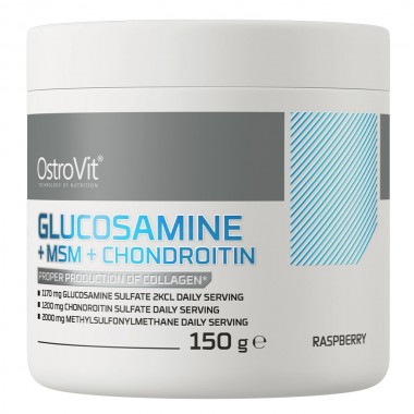 OstroVit Glucosamine + MSM + Chondroitin 150 грам, глюкозамін, хондроїтин, МСМ а також гіалуронова кислота та вітамін С