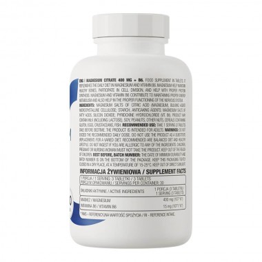 OstroVit Magnesium Citrate 400 mg + B6 90 таблеток, цитрат магния и витамин В6