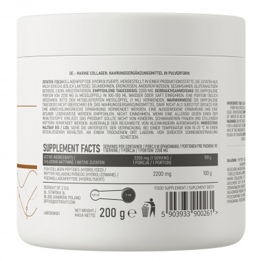 OstroVit Marine Collagen 200 грамм, пептиды рыбного коллагена (гидролизованные), 1 типа