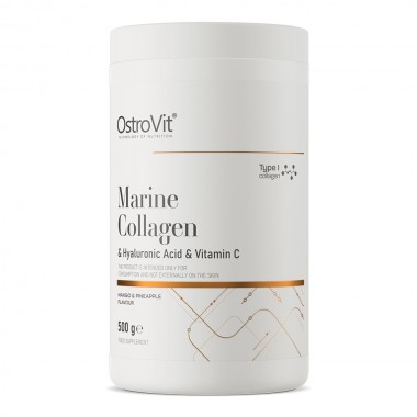 OstroVit Marine Collagen + Hyaluronic Acid + Vitamin C 500 грам, пептиди риб'ячого колагену типу I, гіалуронова кислота та вітамін С