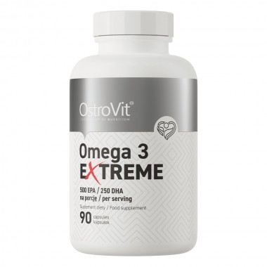 OstroVit Omega 3 Extreme 90 капсул, риб'ячий жир з високим вмістом жирних кислот EPA та DHA