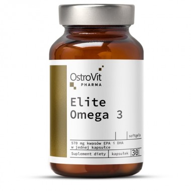 OstroVit Pharma Elite Omega 3 30 капсул, омега 3 високої якості у скляній банці