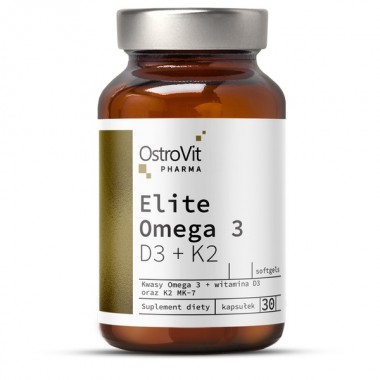 OstroVit Pharma Elite Omega 3 D3 + K2 30 капсул, високий вміст омега-3 з вітамінами D3 і K2 фармацевтичної якості