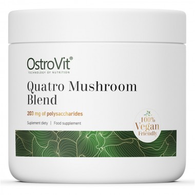 OstroVit Quatro Mushroom Blend Vege 100 грам, комбінація екстрактів чотирьох різних грибів