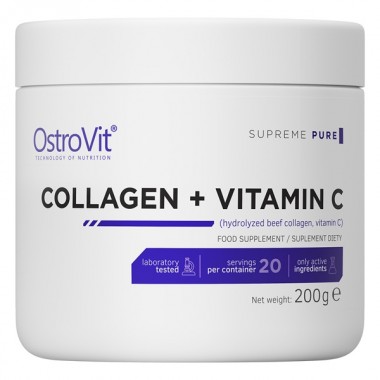 OstroVit Collagen + Vitamin C 200 грамм, гидрозилованый говяжий коллаген + витамин с