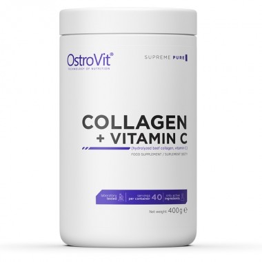 OstroVit Collagen + Vitamin C 400 грамм, гидрозилованый говяжий коллаген + витамин с