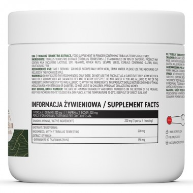 OstroVit Tribulus Terrestris Extract 100 грамм, экстракт трибулуса в форме порошкаПринимайте одну порцию 220 мг (1 мерный стаканчик) во время еды каждый день, запивая водой. Пожалуйста используйте мерный входящий в комплект (0,5 мл) стаканчик.