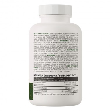 OstroVit Vitamin D3 4000 + K2 Vege 120 капсул, витамин Д3 + К2