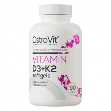 OstroVit Vitamin D3+K2 MK-7 90 мягких капсул, витамин Д3 + К2