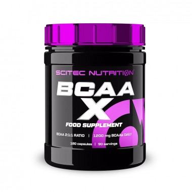 Scitec Nutrition BCAA X 180 капсул, амінокислоти BCAA у співвідношенні 2:1:1